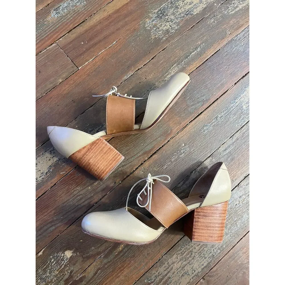 Fortress of Inca Ellie Leather Block Heel Lace Up Shoes Women 39 US 8.5 9 - Picture 9 of 13